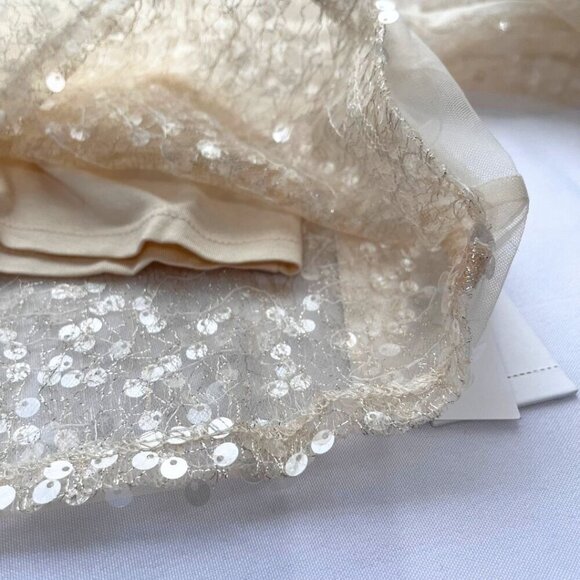NWT JASON WU CHAMPAGNE SEQUIN ORGANZA LAYERED LONG SLEEVE CROP TOP - M - Picture 11 of 12
